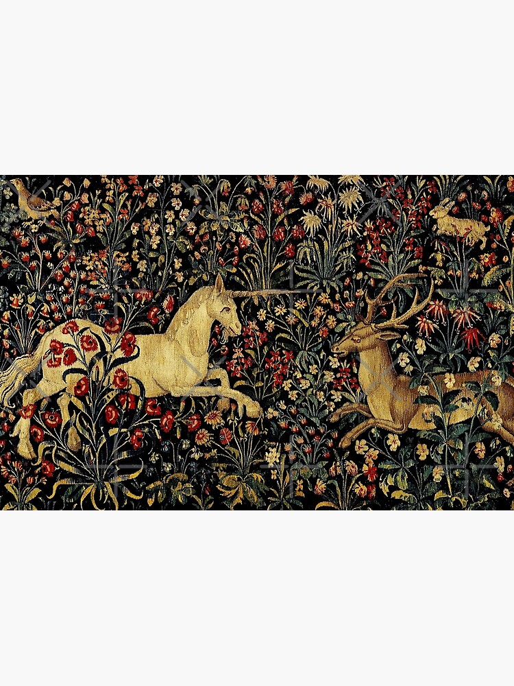Thumbnail 2 of 2, Laptop Sleeve, Medieval Unicorn Midnight Floral Tapestry designed and sold by epitomegirl.