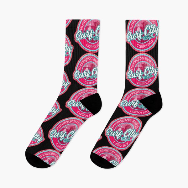 Item preview, Surf City Beach Colors Round worn, distressed, pink, cyan blue designed and sold by James Allender.