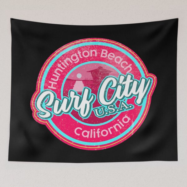 Item preview, Surf City Beach Colors Round worn, distressed, pink, cyan blue designed and sold by James Allender.