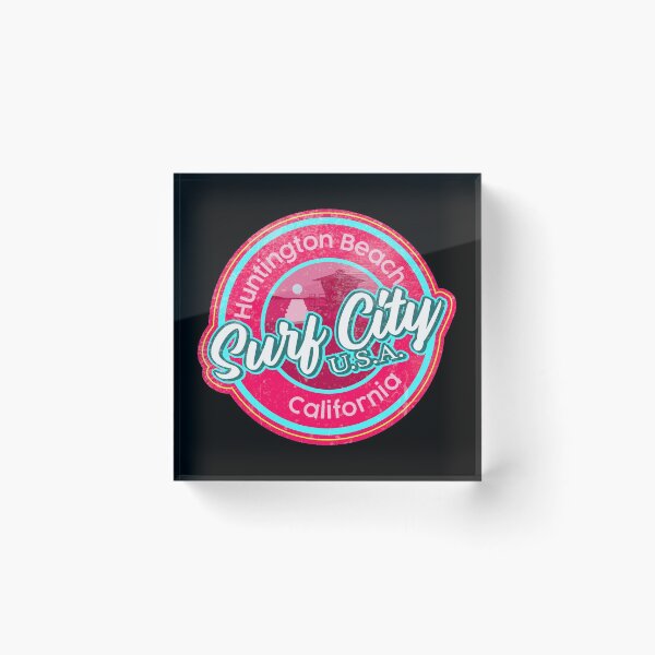 Item preview, Surf City Beach Colors Round worn, distressed, pink, cyan blue designed and sold by James Allender.