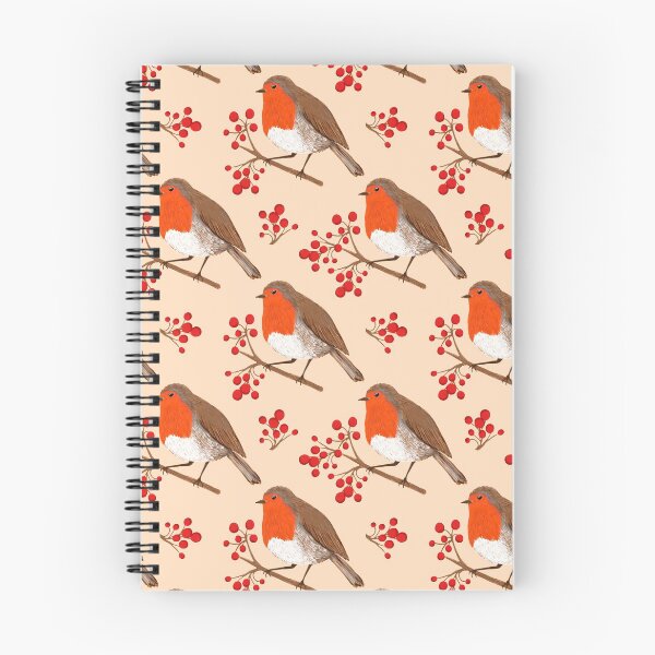 Item preview, European Robin Winter Bird Pattern - Peach designed and sold by Kraina.