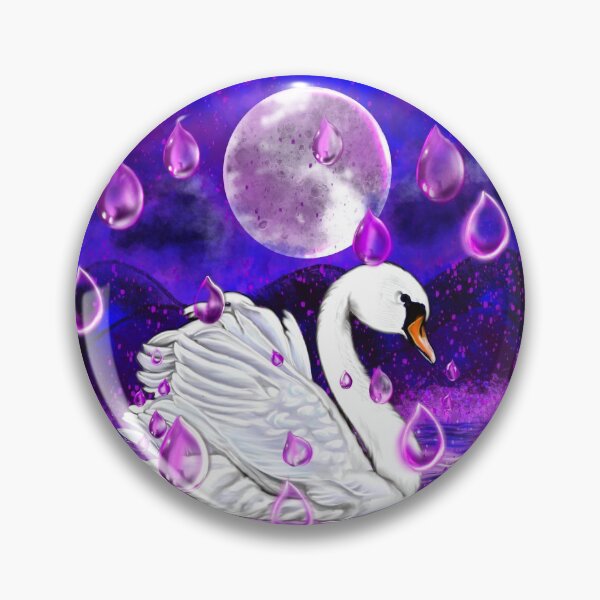 Item preview, Blue and purple beautiful swan with rain drops falling into Water designed and sold by Artonmytee.