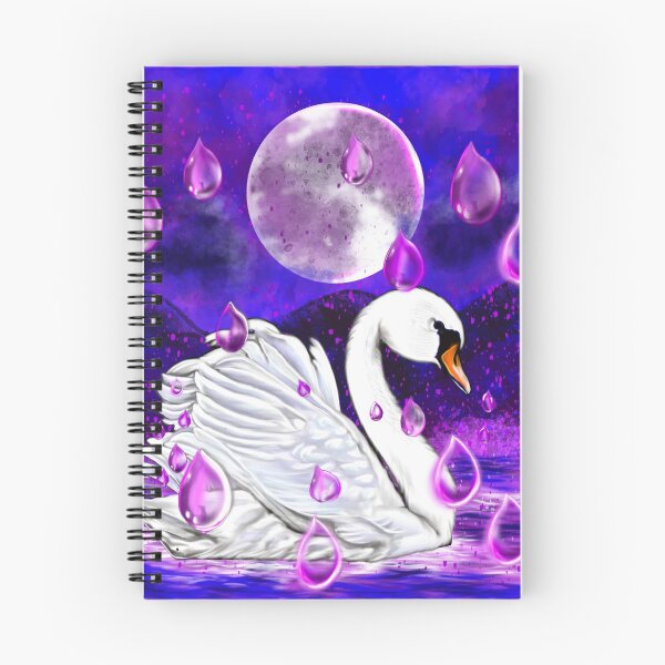 Item preview, Blue and purple beautiful swan with rain drops falling into Water designed and sold by Artonmytee.