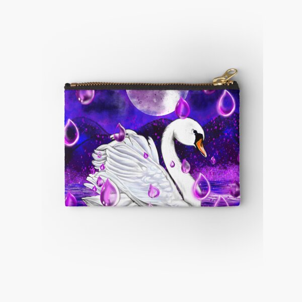 Item preview, Blue and purple beautiful swan with rain drops falling into Water designed and sold by Artonmytee.