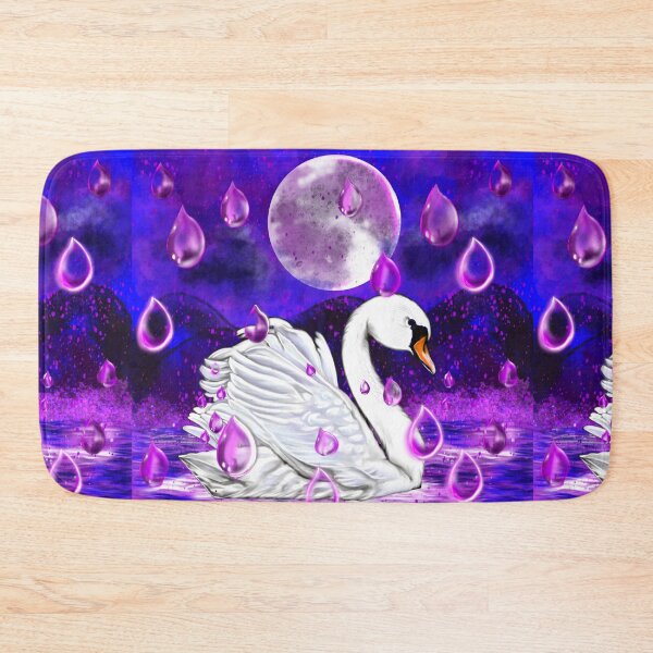 Item preview, Blue and purple beautiful swan with rain drops falling into Water designed and sold by Artonmytee.