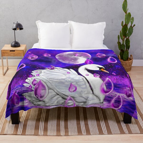 Item preview, Blue and purple beautiful swan with rain drops falling into Water designed and sold by Artonmytee.