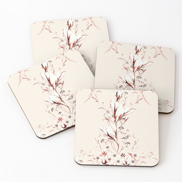 Item preview, Three white and red flowers on an ivory colour designed and sold by WzoryOzdobne.