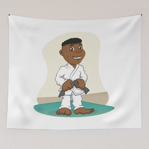 Item preview, Illustration Afro-descendant child fighter in martial arts, judo, karate, jujitso, taekwondo. Ideal for sports and institutional newsletters designed and sold by LucianoCosmo.