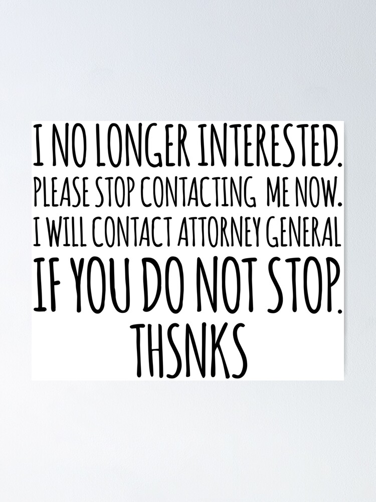 "I will contact attorney general if you do not stop. Thsnks. Lubalin