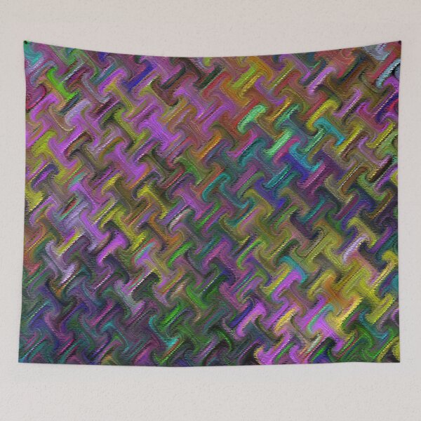 Item preview, Abstract geometric cross-hatch in multicolors designed and sold by AMGImpressions.