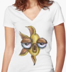 Big-Eyed Goldfish Women's Fitted V-Neck T-Shirt