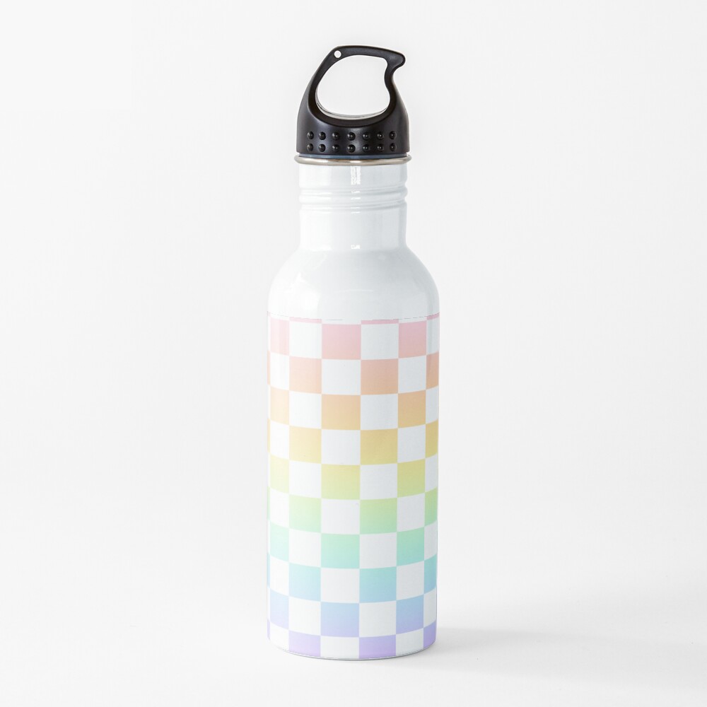 Rainbow Checkered Pattern Water Bottle