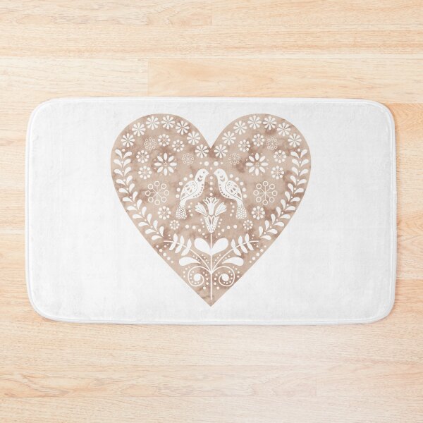 Item preview, Folk Pattern on Heart Shaped Marble Design. Modern Scandinavian Artwork designed and sold by Dazzline Designs.