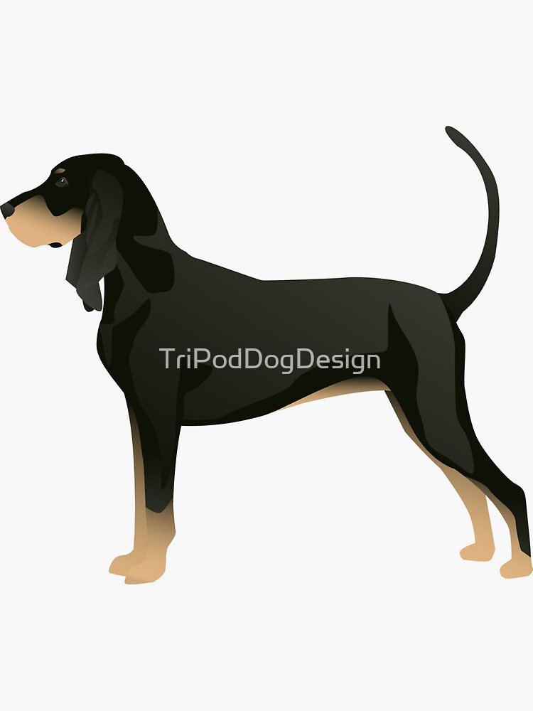 Thumbnail 3 of 3, Sticker, Black and Tan Coonhound Basic Breed Design designed and sold by TriPodDogDesign.