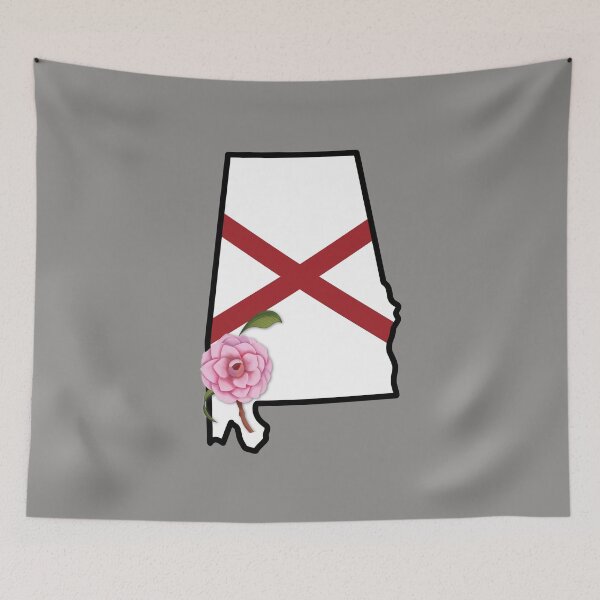 Item preview, State of Alabama Flag with State Flower Camellia designed and sold by Gsallicat.