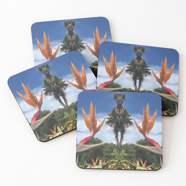 Item preview, Botanical Divine - Strelitzias, Birds of Paradise; Orange, Scarlet and Emerald under Blue Skies - with Green Devic Giant  designed and sold by RoseAromas.