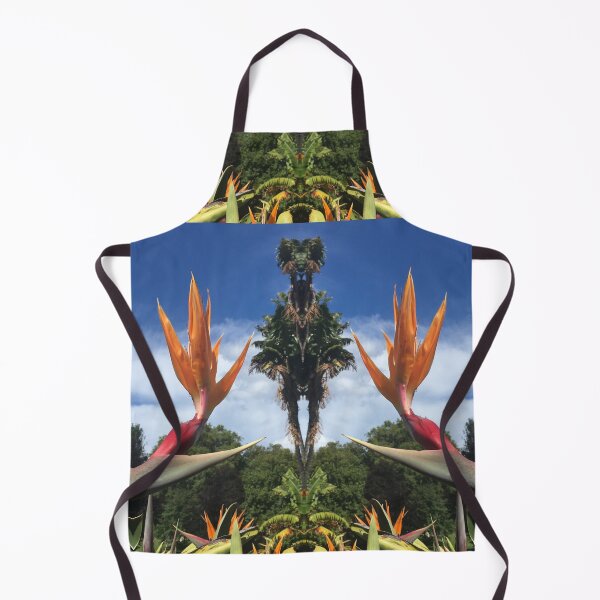 Item preview, Botanical Divine - Strelitzias, Birds of Paradise; Orange, Scarlet and Emerald under Blue Skies - with Green Devic Giant designed and sold by RoseAromas.