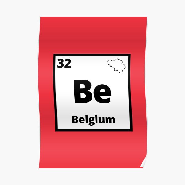 Belgium Periodic Table Element Poster By Printeegraphy Redbubble