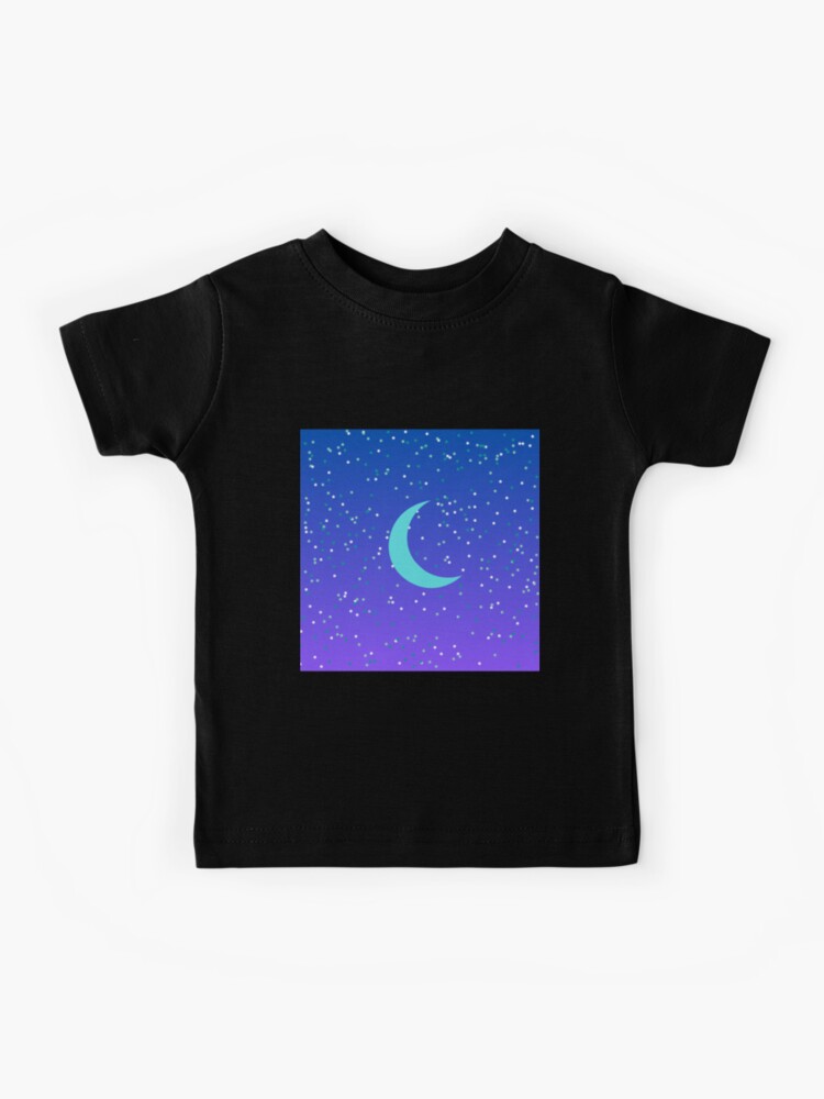 Blue Crescent Moon with Stars and Purple and Blue Night Sky