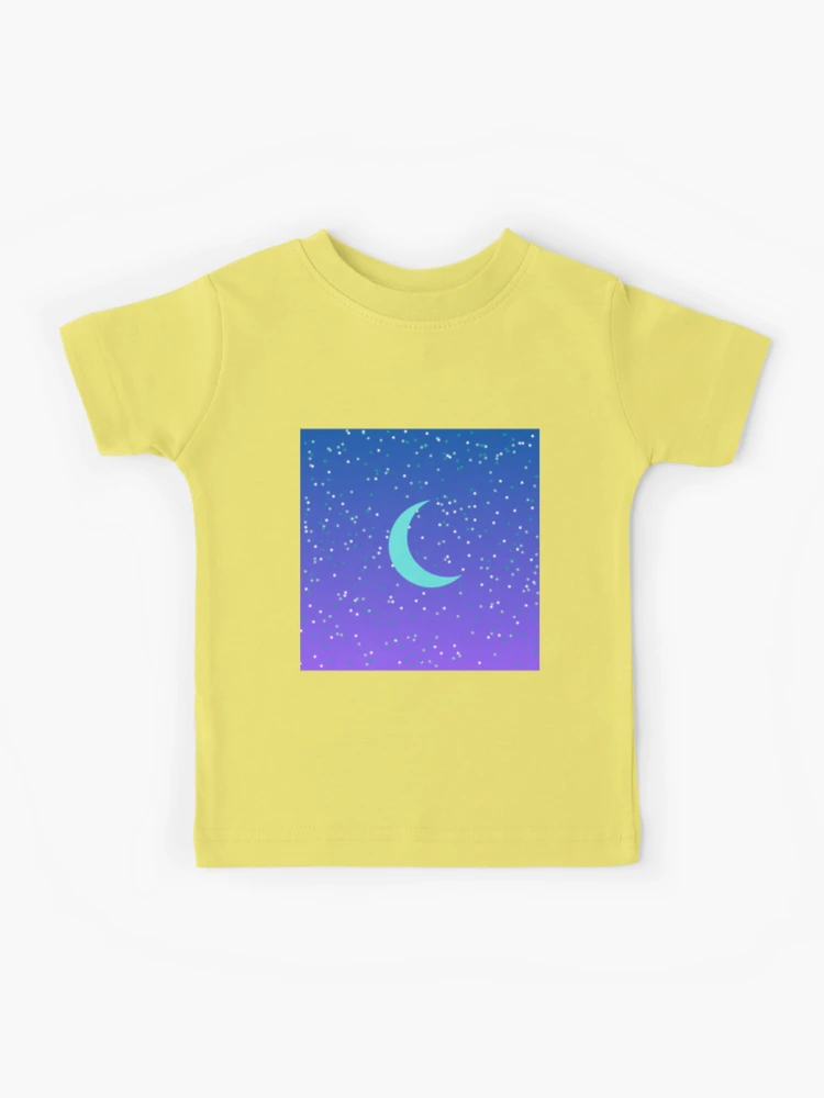 Blue Crescent Moon with Stars and Purple and Blue Night Sky | Kids T-Shirt