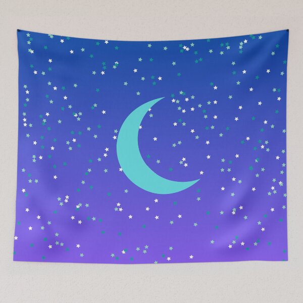 Item preview, Blue Crescent Moon with Stars and Purple and Blue Night Sky designed and sold by ShaunSandhu.
