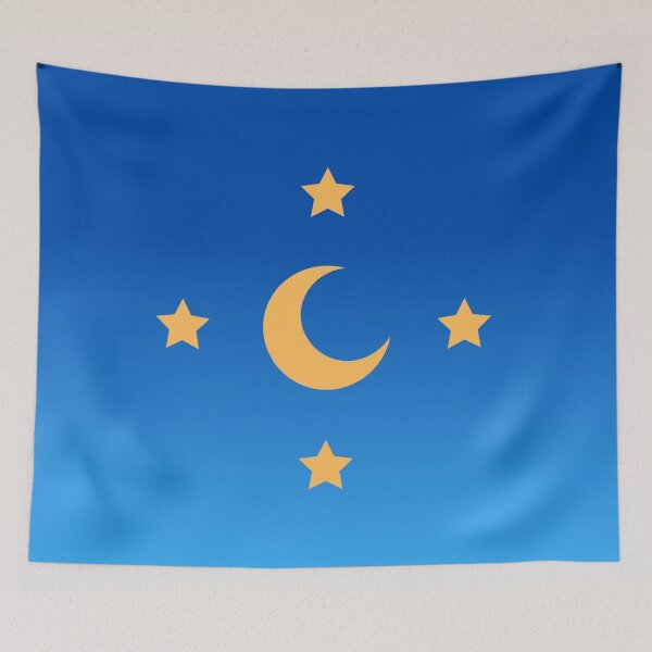 Item preview, Golden Crescent Moon and Stars in Gradient Blue Sky designed and sold by ShaunSandhu.