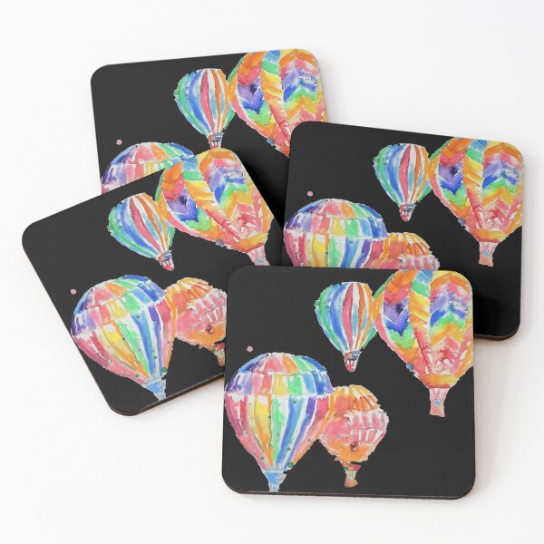Item preview, Hot Air Balloon Watercolor Painting on Black Balloons designed and sold by Sarah  Rajkotwala.