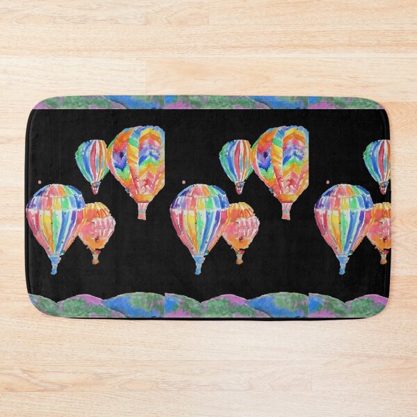 Item preview, Hot Air Balloon Watercolor Painting on Black Balloons designed and sold by Sarah  Rajkotwala.
