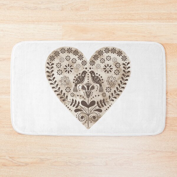 Item preview, Folk Pattern on Heart Shaped Marble Design. Modern Scandinavian Artwork designed and sold by Dazzline Designs.
