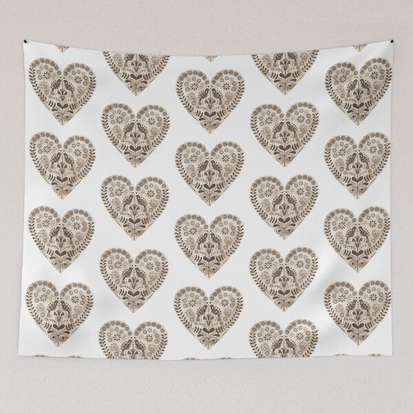 Item preview, Folk Pattern on Heart Shaped Marble Design. Modern Scandinavian Artwork designed and sold by Dazzline Designs.