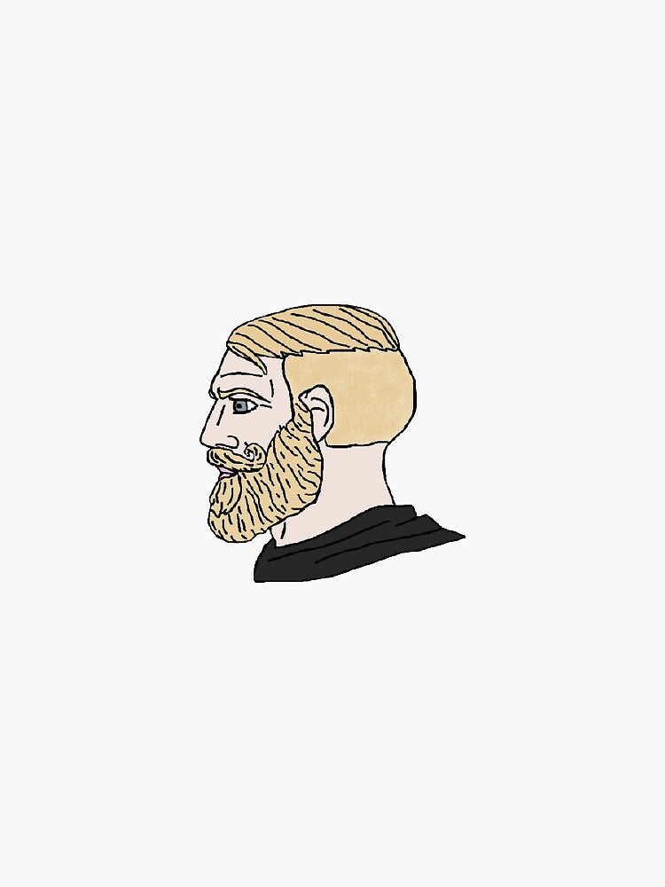 Imagen 3 de 3, Pegatina con la obra Chad, diseñada y vendida por xxonamemestreak.