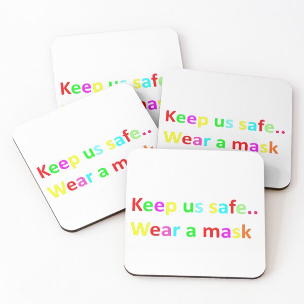 Item preview, Important family quote-Colorful letters spell Keep us safe...Wear a mask designed and sold by Vicky Rodden.