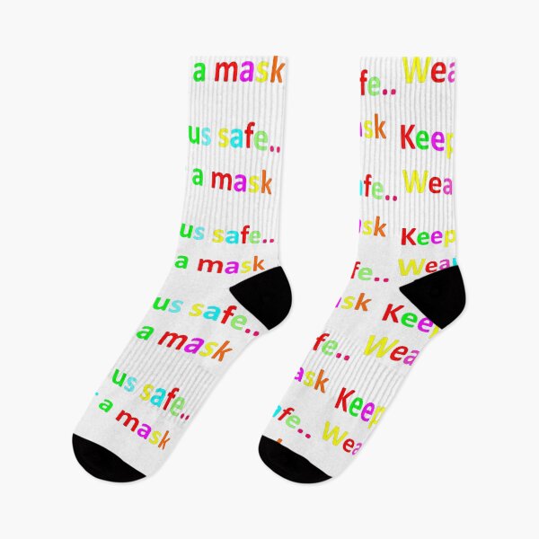 Item preview, Important family quote-Colorful letters spell Keep us safe...Wear a mask designed and sold by Vicky Rodden.