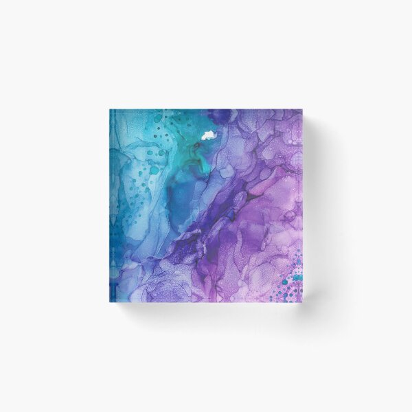 Item preview, Teal Purple Abstract 521 Alcohol Ink Painting by Herzart designed and sold by herzart.