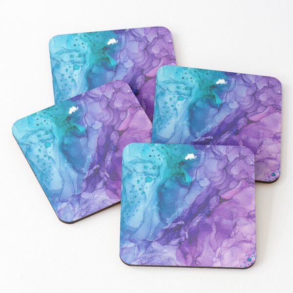 Item preview, Teal Purple Abstract 521 Alcohol Ink Painting by Herzart designed and sold by herzart.