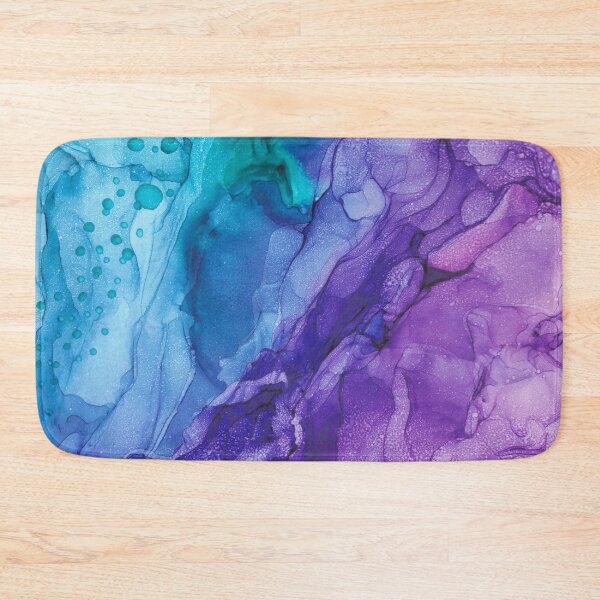 Item preview, Teal Purple Abstract 521 Alcohol Ink Painting by Herzart designed and sold by herzart.