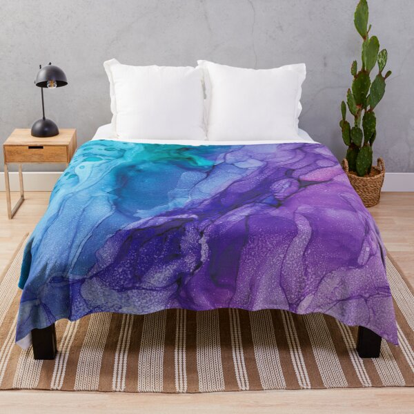 Item preview, Teal Purple Abstract 521 Alcohol Ink Painting by Herzart designed and sold by herzart.