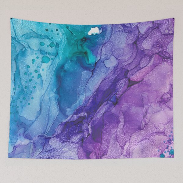 Item preview, Teal Purple Abstract 521 Alcohol Ink Painting by Herzart designed and sold by herzart.
