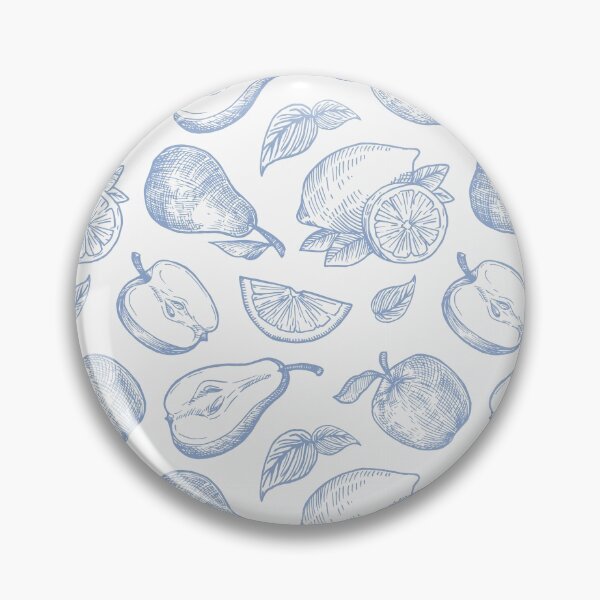 Item preview, Blue Sketch of Apples and Lemons designed and sold by CaliCountryLife.