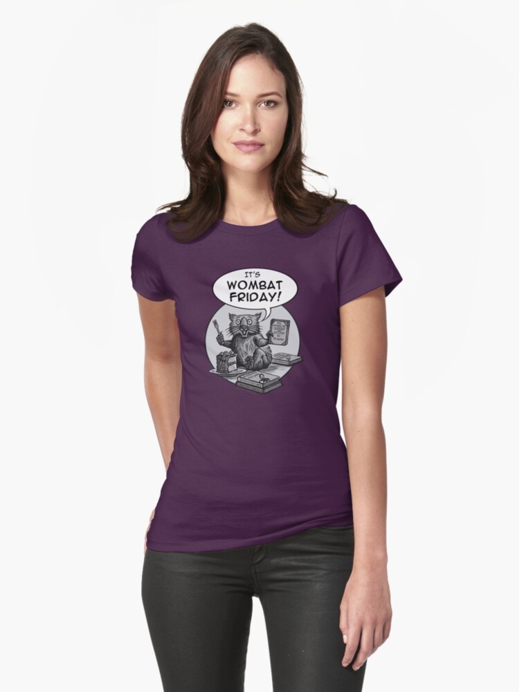 Thumbnail 1 of 3, Fitted T-Shirt, It's Wombat Friday! designed and sold by Raine Szramski.