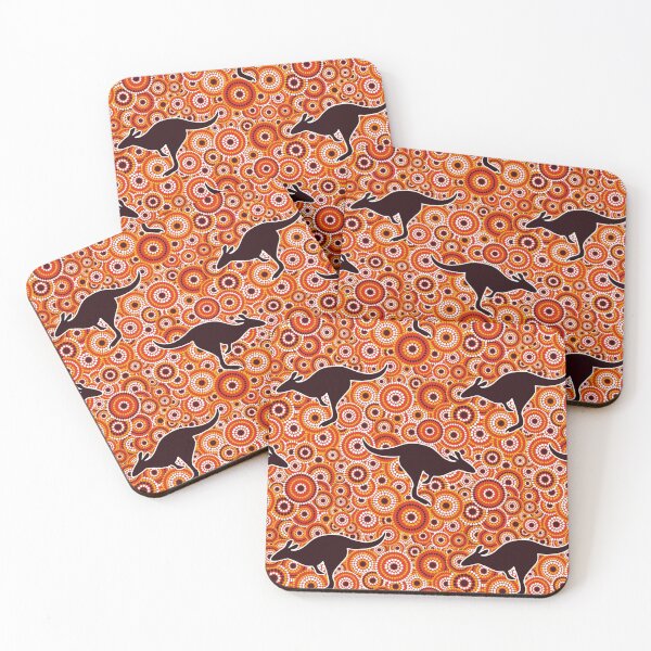 Item preview, Australian Aboriginal Art Orange Circles Kangaroos Wallaby designed and sold by Spaceshipsells.