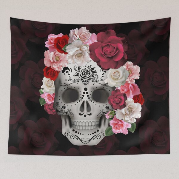 Item preview, Sugar Skull with Roses  designed and sold by FireGirlinOz.