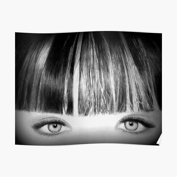 Black and White Pencil Drawing Eyes by IV Poster