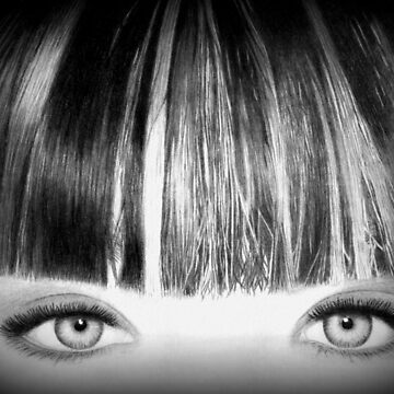 Artwork thumbnail, Black and White Pencil Drawing Eyes by IV by Inma Vassar
