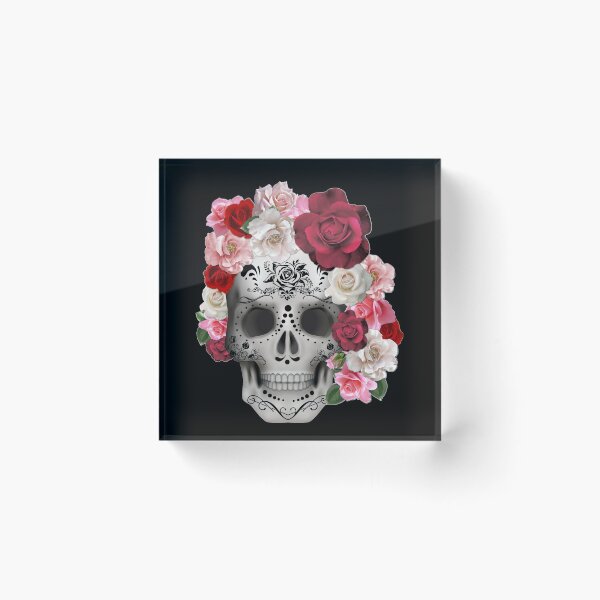 Item preview, Sugar Skull with Roses  designed and sold by FireGirlinOz.
