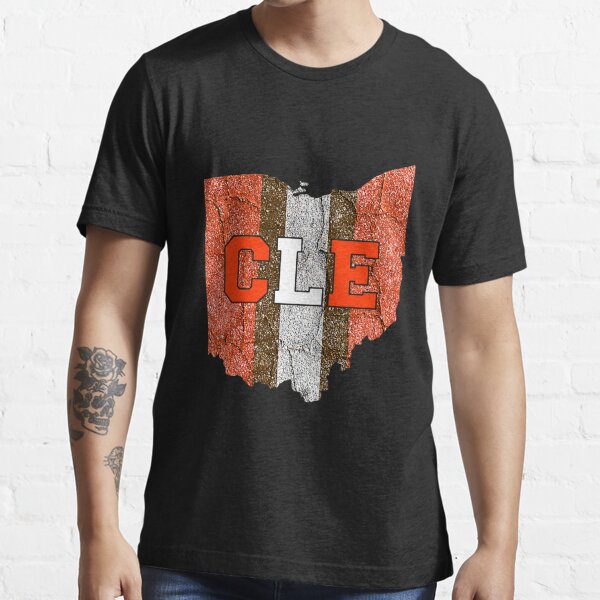 Vintage Downtown Cleveland Ohio Skyline Football Downtown Cleveland City Skyline Football Vintage Fan Gift Essential T-Shirt