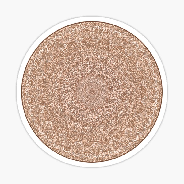 Brown Mandala Super Detailed Design (Mandala Sticker) // Trendy Zentangle Round Circle Mandala Maze Pattern (Hand Drawn Digital Art) Sticker