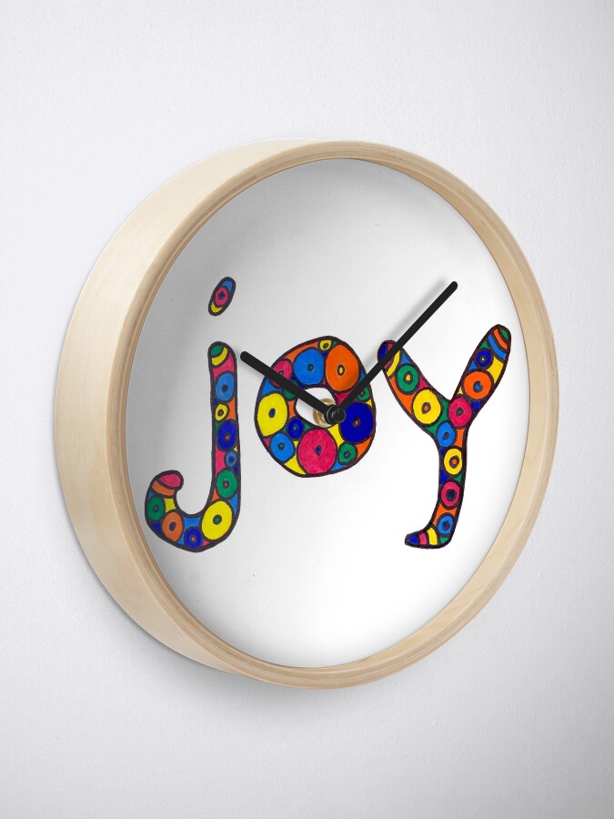 Alternate view of word "joy" in colorful circles Clock
