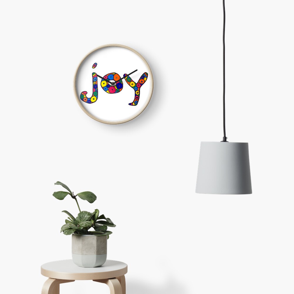 word "joy" in colorful circles Clock