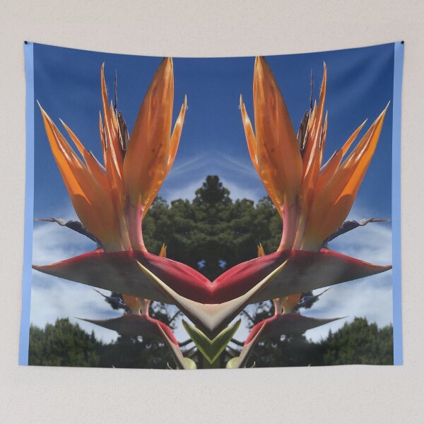 Item preview, Botanical, Divine - Strelitzias, Birds of Paradise in Orange, Scarlet and Emerald under Blue Skies designed and sold by RoseAromas.